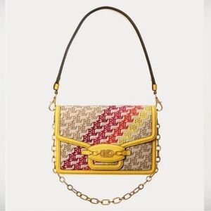{NWT} $495 RALPH LAUREN Monogram Jacquard Medium Sydnee Bag In Multi/yellow Lily